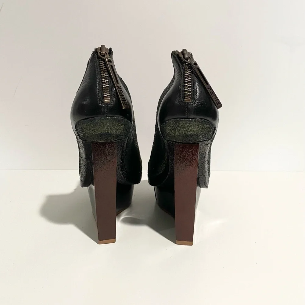 Finsk Leather Metallic Wooden Platform Heel 36 - Picture 5 of 11
